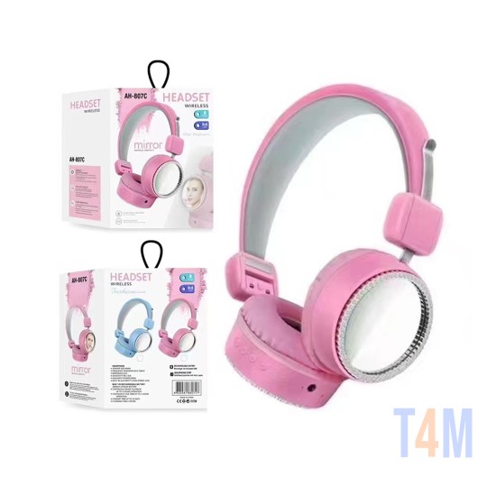 Stone Mirror Wireless Headphones AH-807C with Noise Cancellation Pink